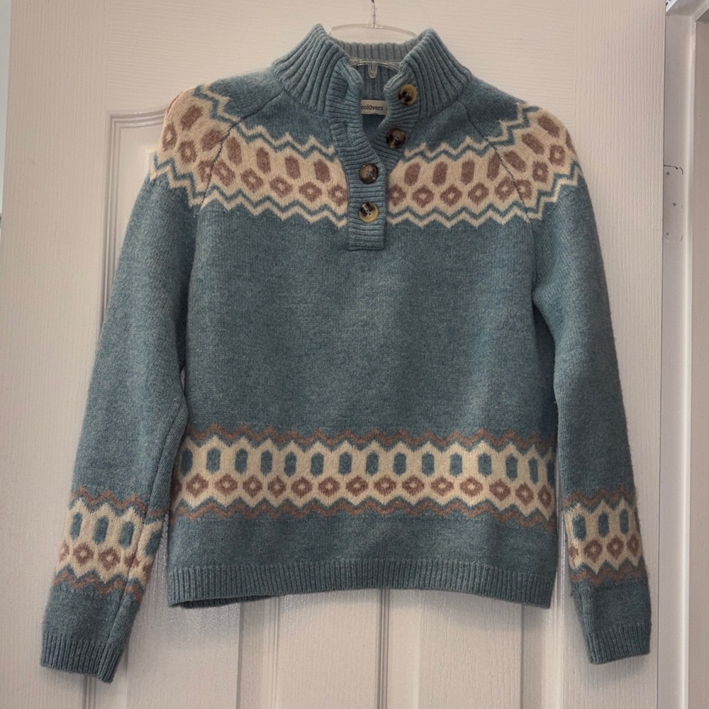 WoolOvers Elegant Robins Egg blue Patterned Sweater
100% Lambswool